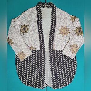 Free People Forget Me Knot Tie Front Kimono Women’s Size S Ivory / Black